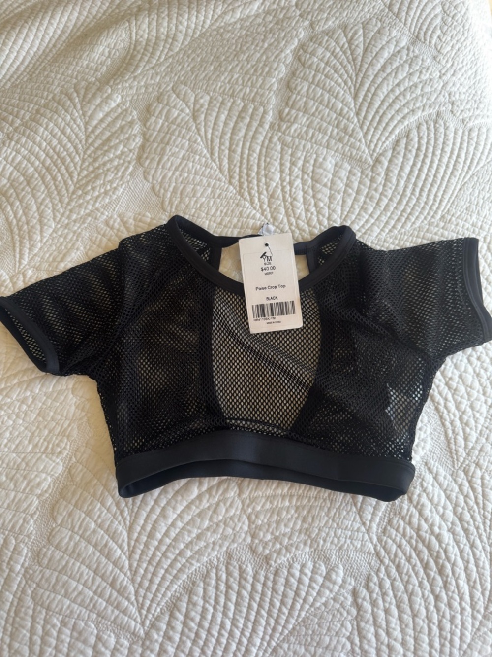 Kids Black Mesh Crop Tee - Unknown Brand